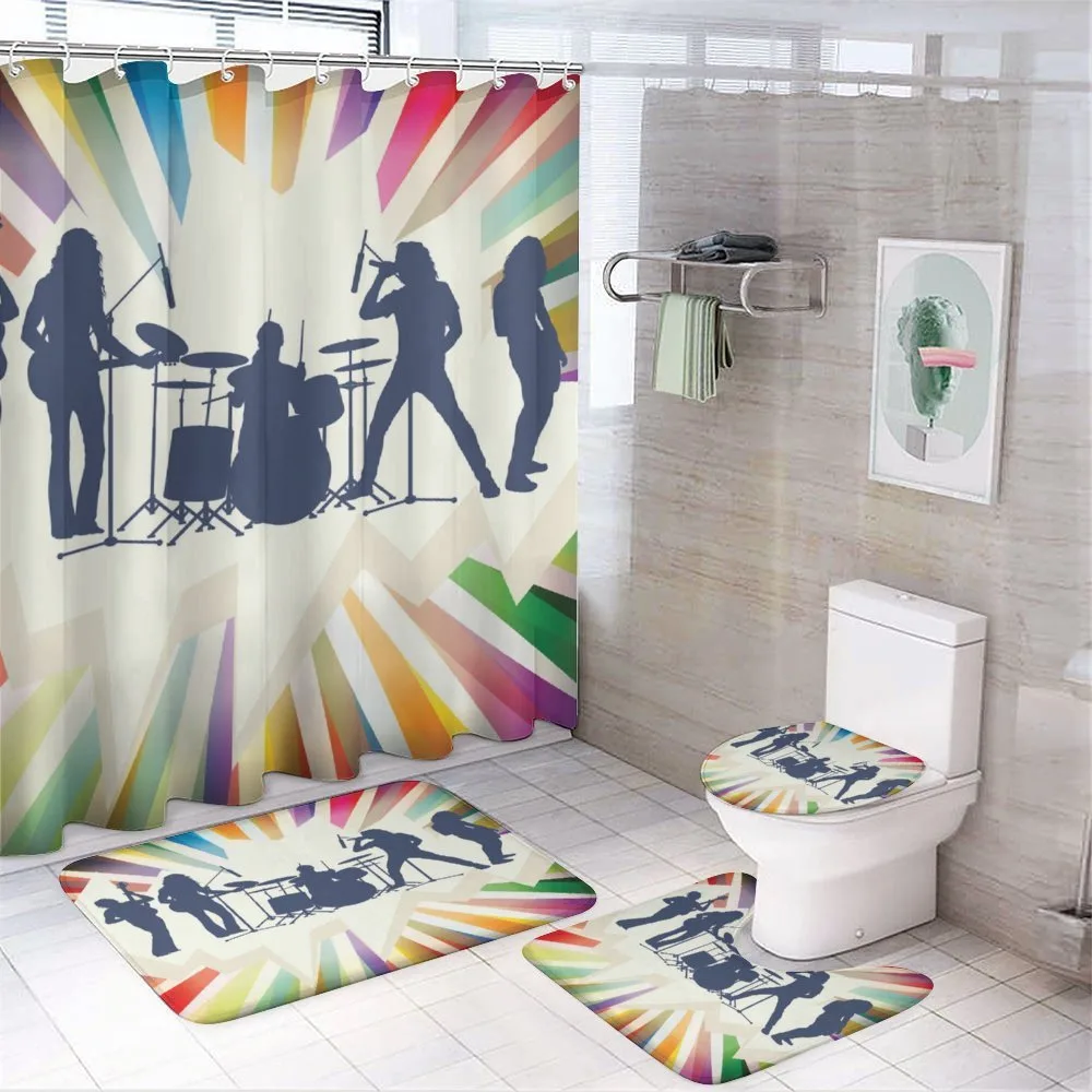 Rock Band 80s Hairstyle Music — 4-Piece Bathroom Set preview