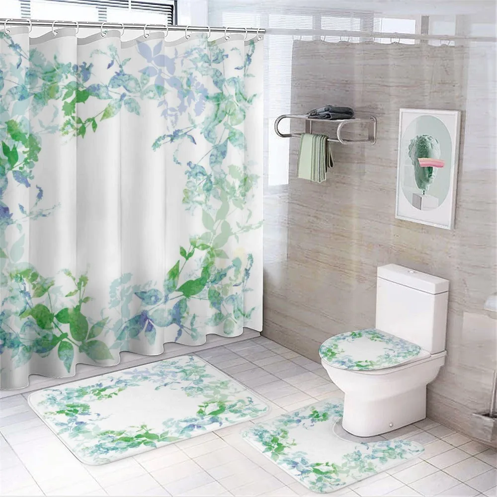 Spring Wreath Watercolor — 4-Piece Bathroom Set preview