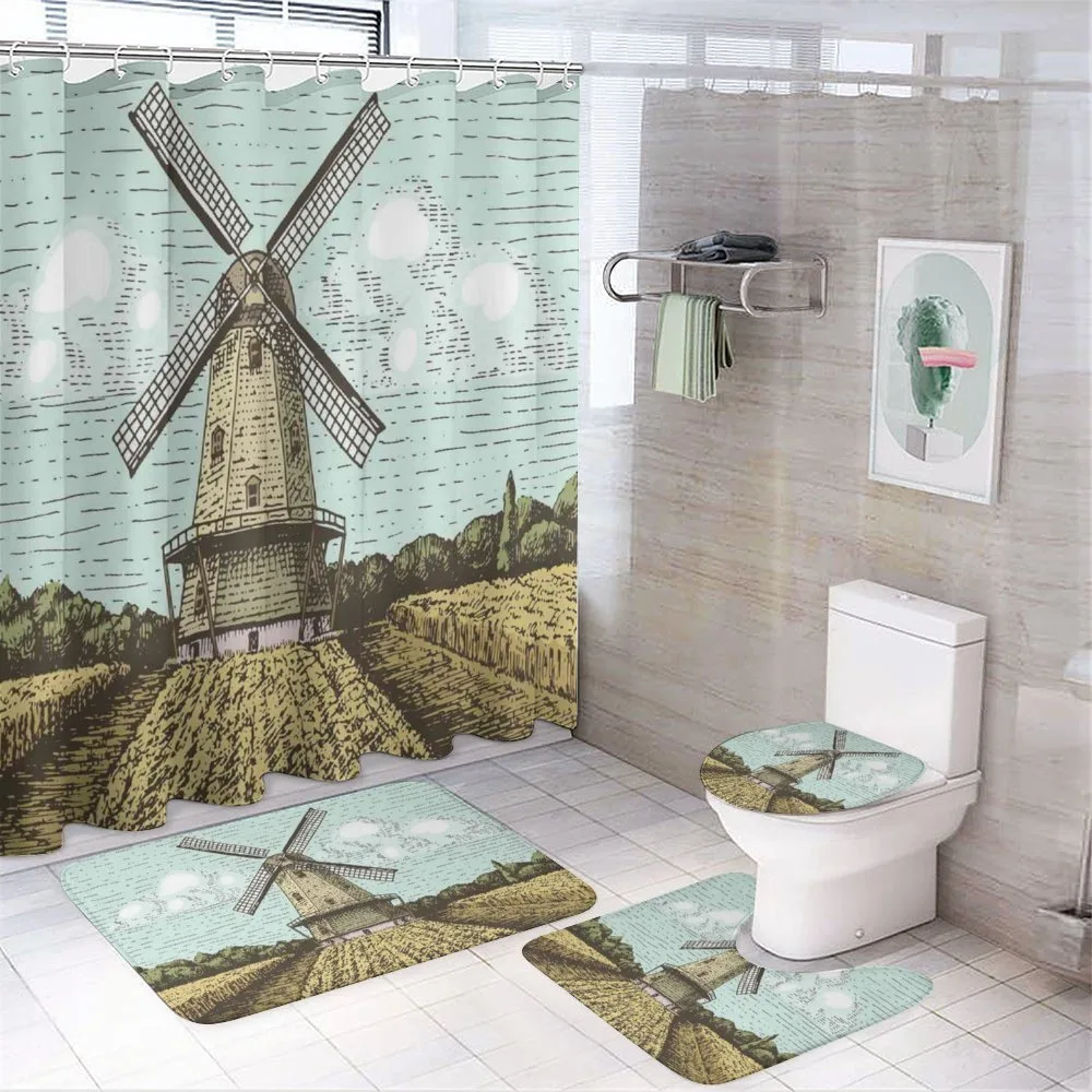 Windmill and Farmland 4-Piece Bathroom Set product video