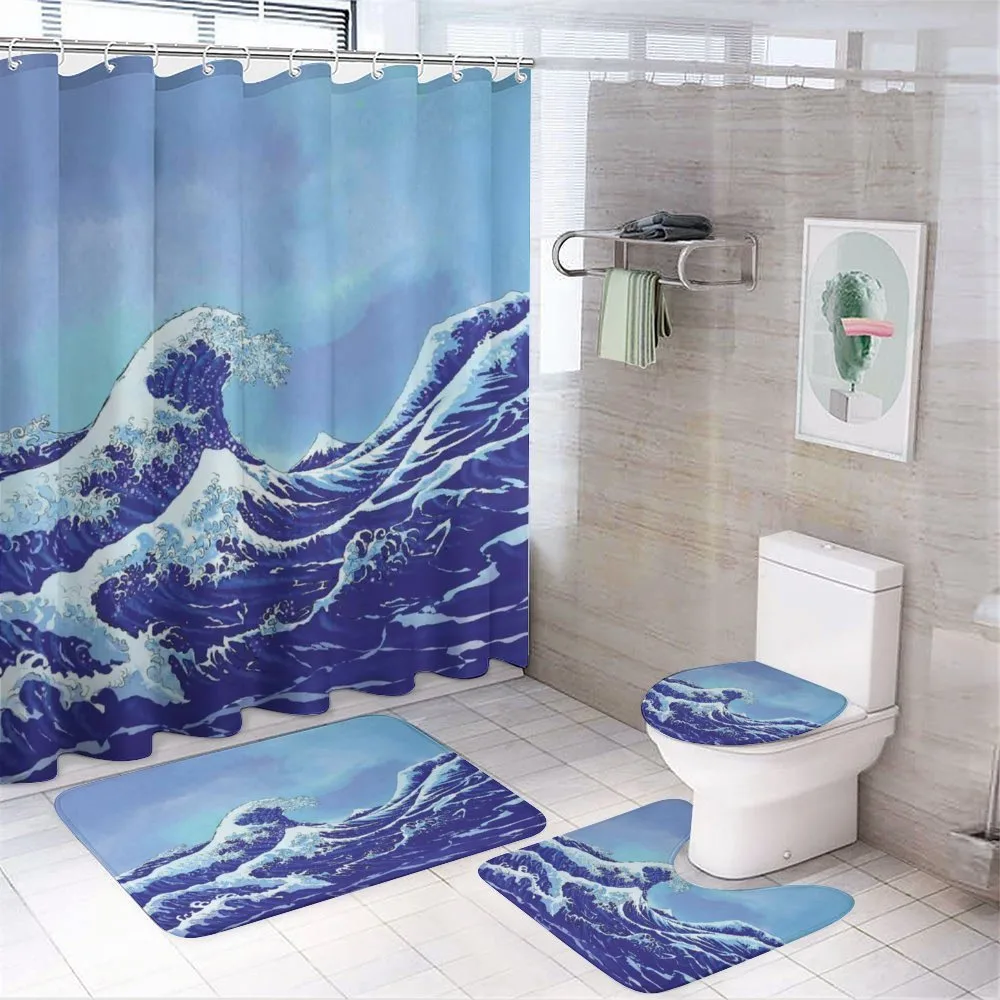 Big Tsunami Ocean Nature — 4-Piece Bathroom Set preview
