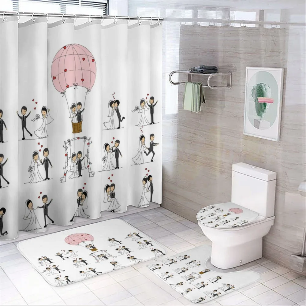 Bride Groom Cartoon — 4-Piece Bathroom Set preview