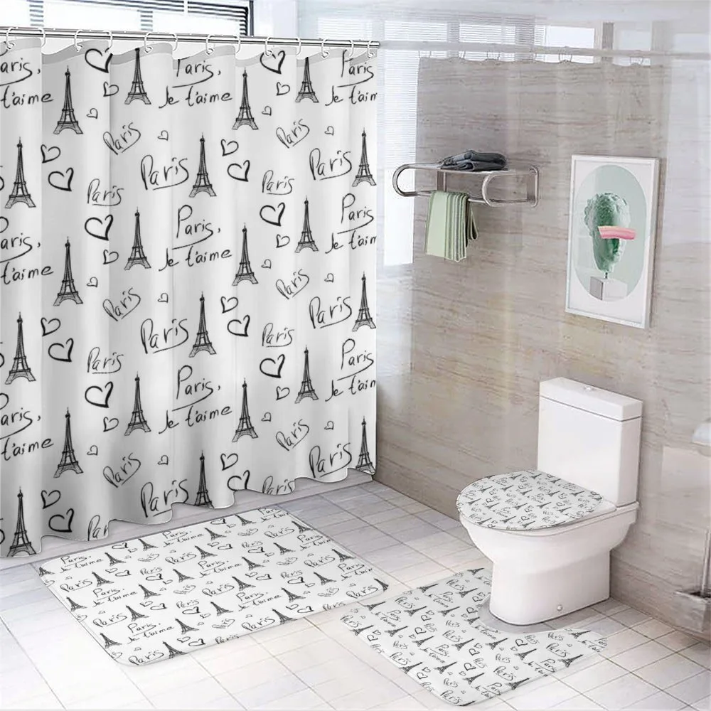 Eiffel Je T'aime Doodle — 4-Piece Bathroom Set preview