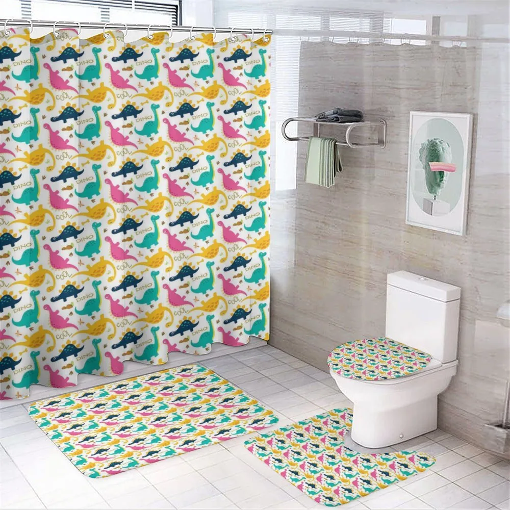 Rhythmic Dinosaurs Doodle — 4-Piece Bathroom Set preview