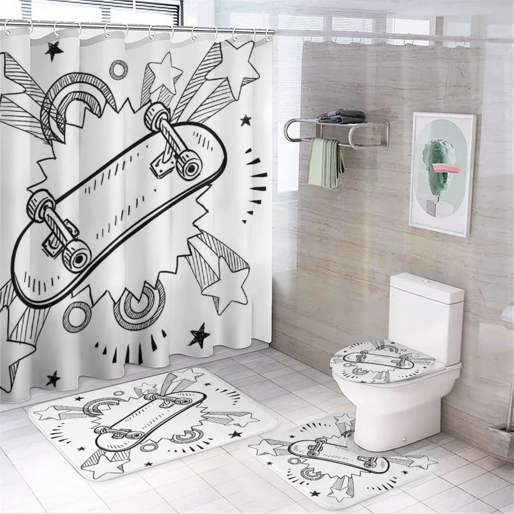 Skateboard Pop Art Style — 4-Piece Bathroom Set preview