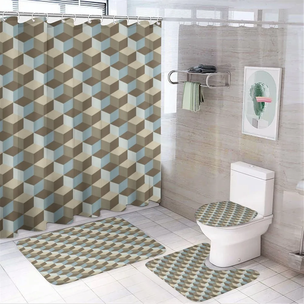 Abstract Cube Art — 4-Piece Bathroom Set preview
