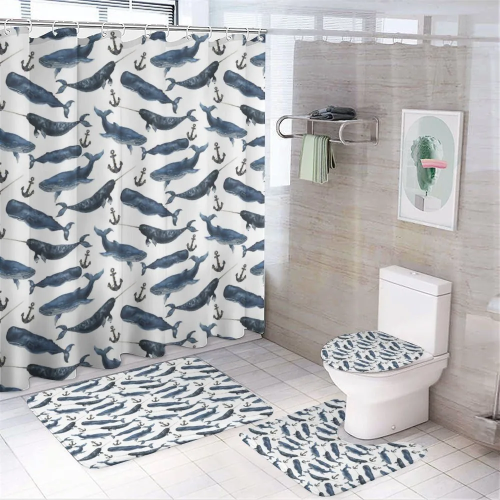 Aquerelle Ocean Whales — 4-Piece Bathroom Set preview