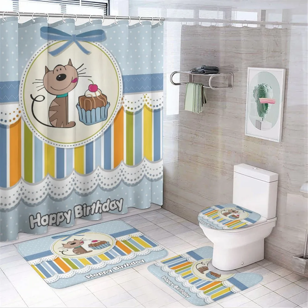 Baby Cat with Cake 4-Piece Bathroom Set product video