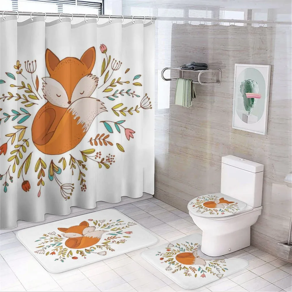 Baby Fox Flowers — 4-Piece Bathroom Set preview