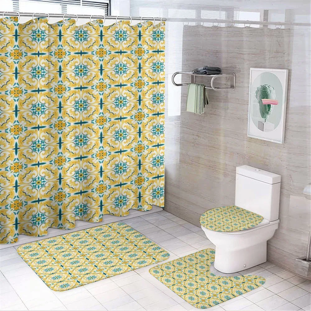 Botanical Swirling Motif — 4-Piece Bathroom Set preview