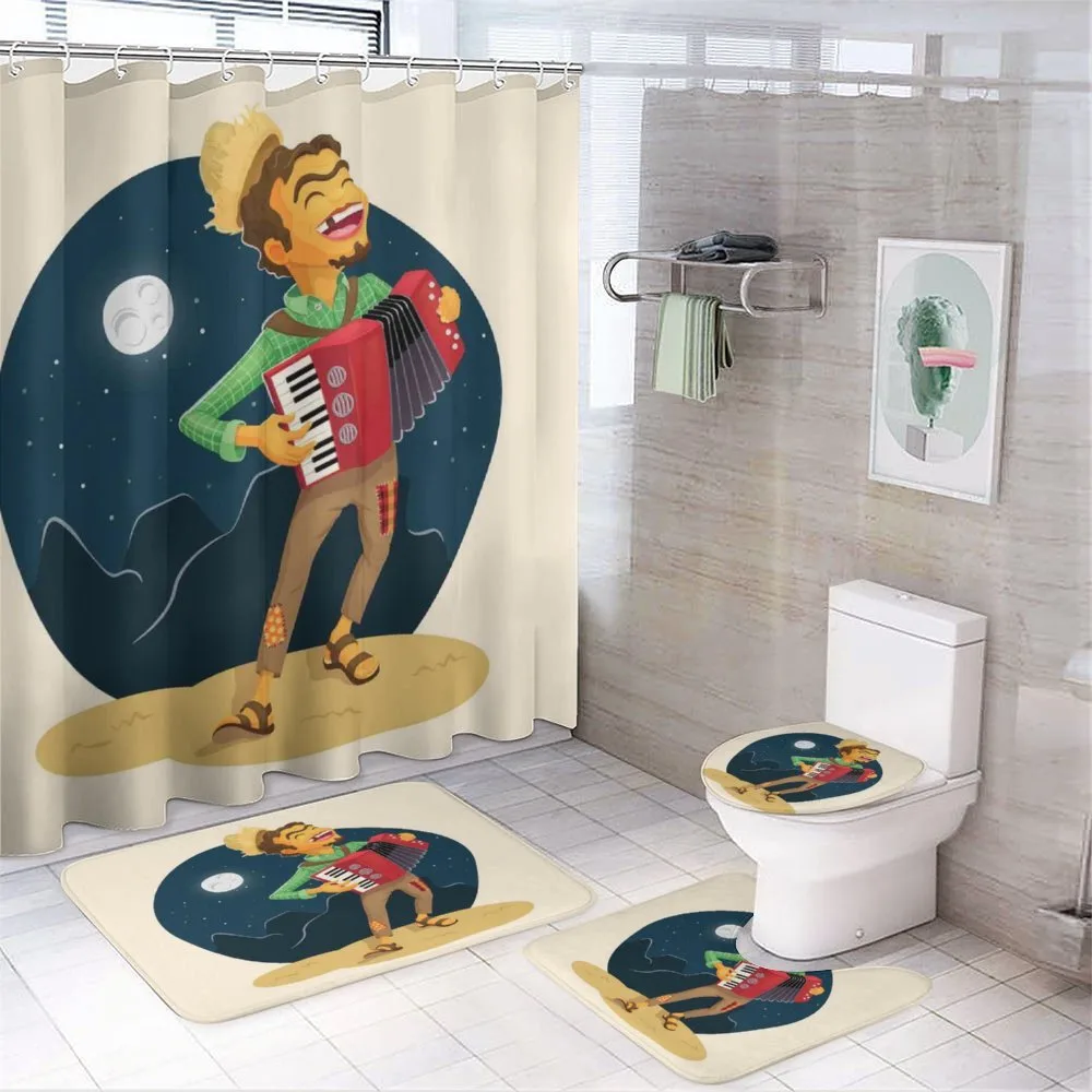 Cheerful Accordion Player — 4-Piece Bathroom Set preview