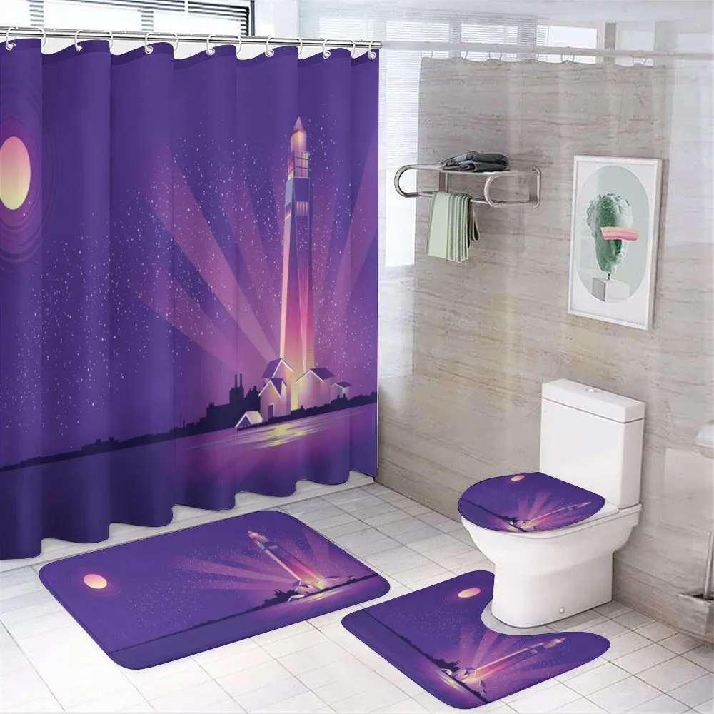 Lighthouse Under Night — 4-Piece Bathroom Set preview