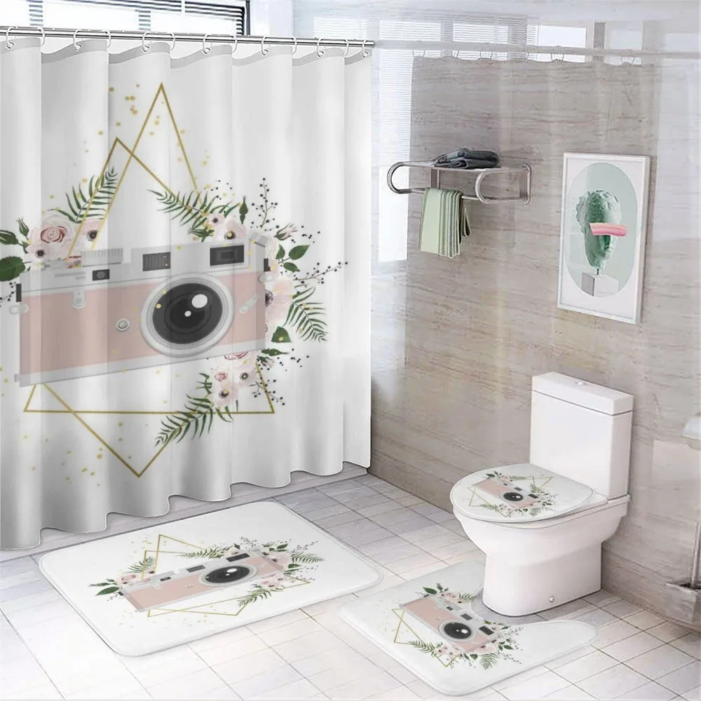 Machine with Flowers Leaf — 4-Piece Bathroom Set preview