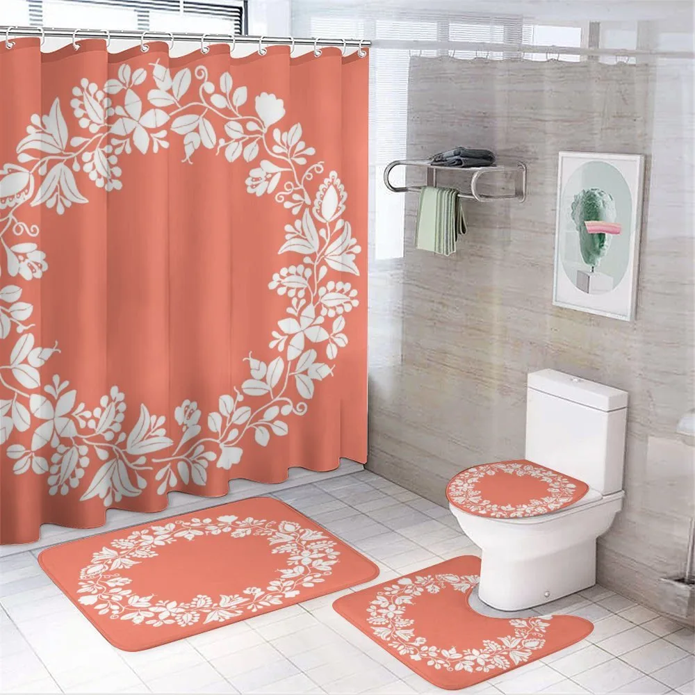 Monochrome Botany Wreath — 4-Piece Bathroom Set preview