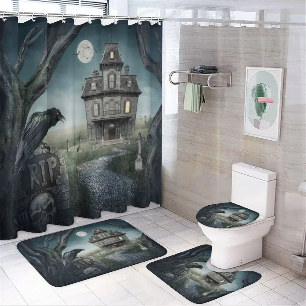 Haunted House Crow Tomb — 4-Piece Bathroom Set preview