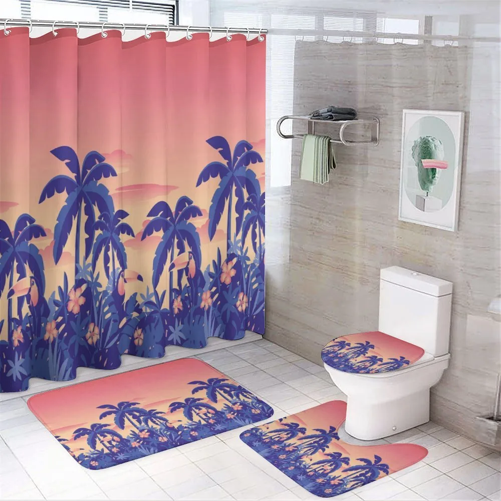 Palm Tree Toucan Sunset Art — 4-Piece Bathroom Set preview