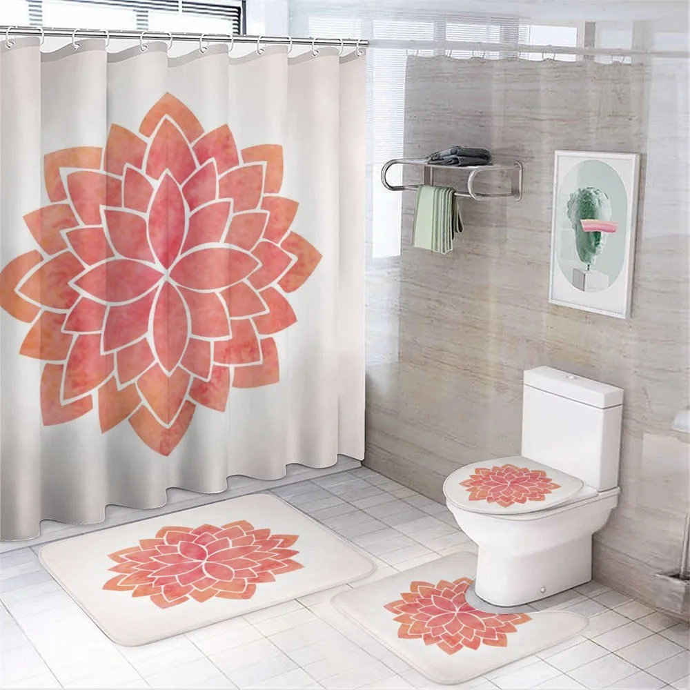 Pattern Lotus Illustration — 4-Piece Bathroom Set preview