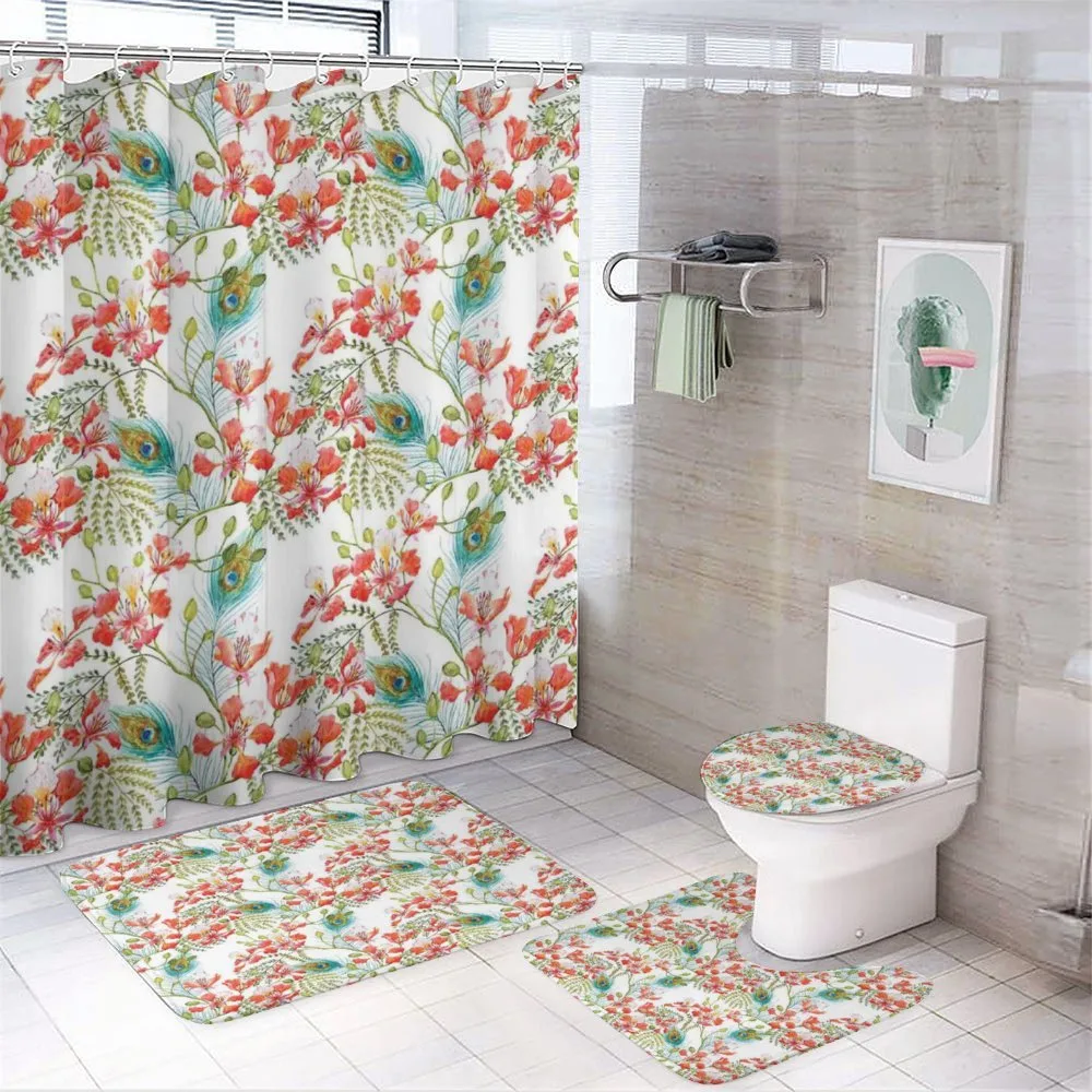Peacock Feather Petunia — 4-Piece Bathroom Set preview