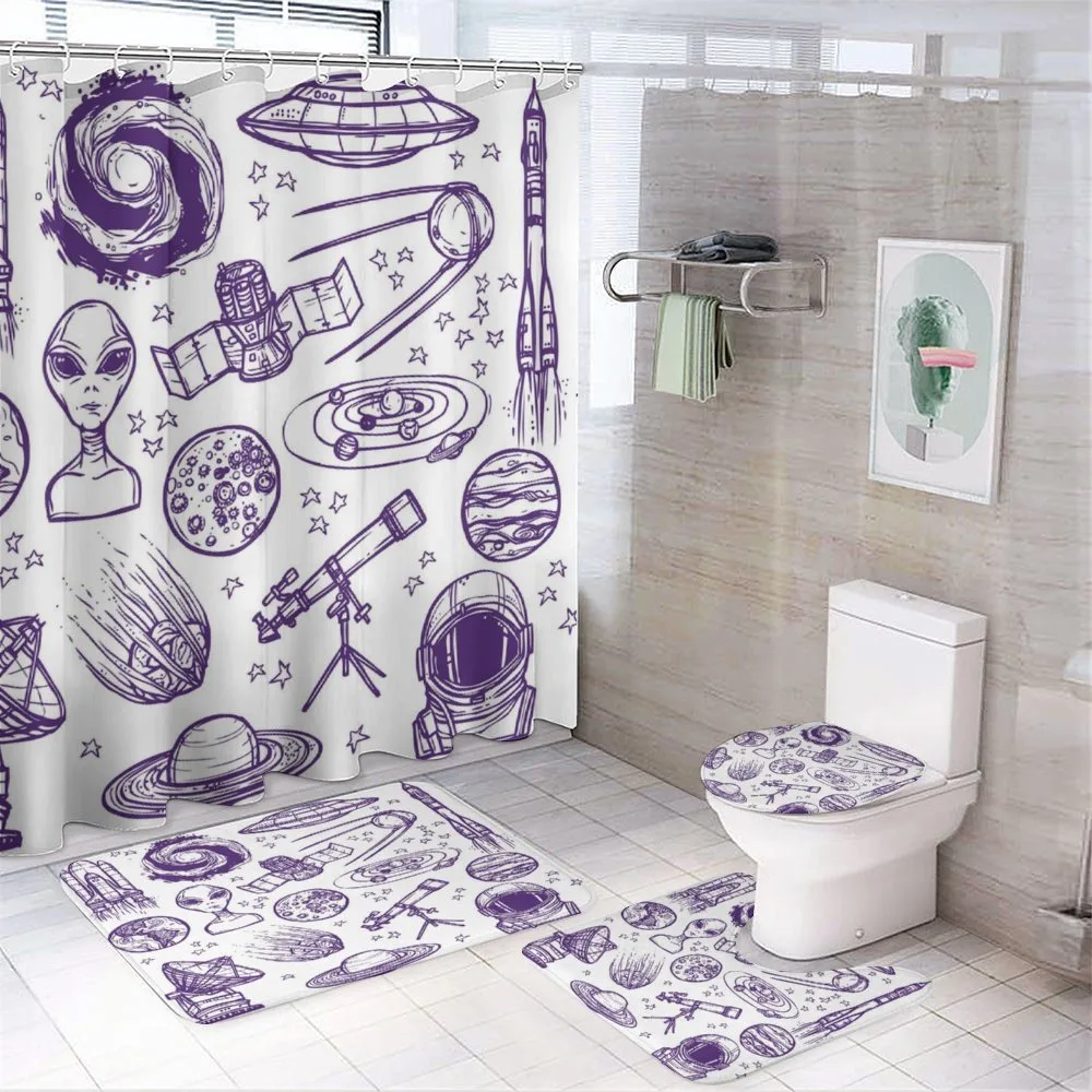 Sketch Alien Planet Art — 4-Piece Bathroom Set preview