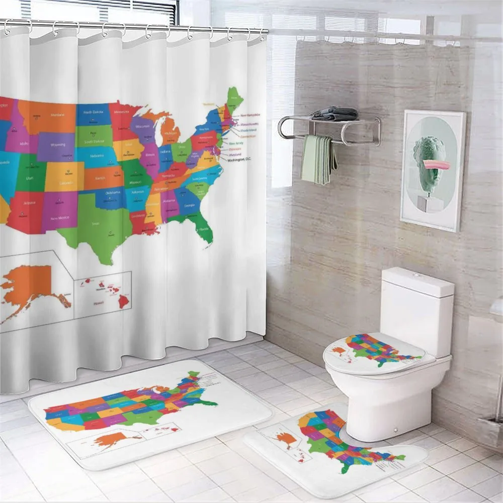 USA Map with States — 4-Piece Bathroom Set preview