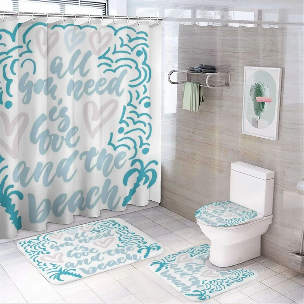 Wavy Lines Nautical Love — 4-Piece Bathroom Set preview