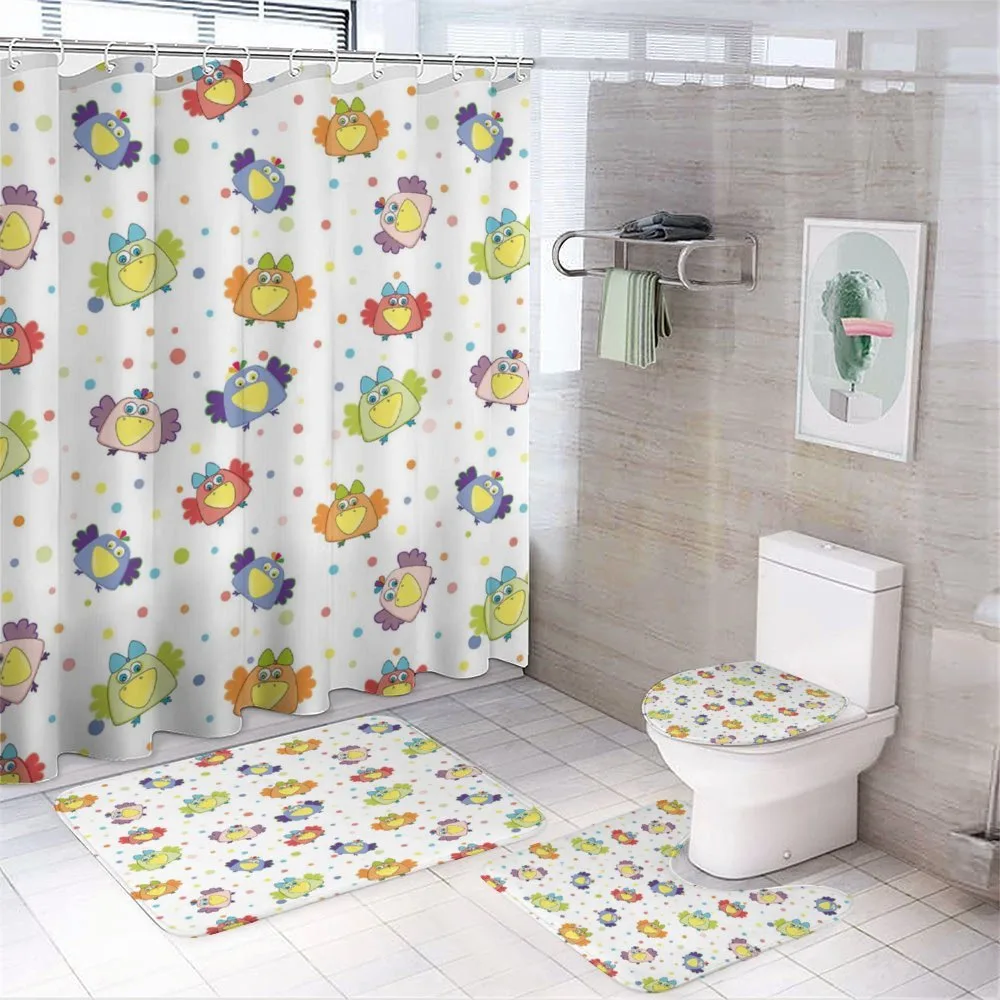 Cartoon Doodle Ravens — 4-Piece Bathroom Set preview