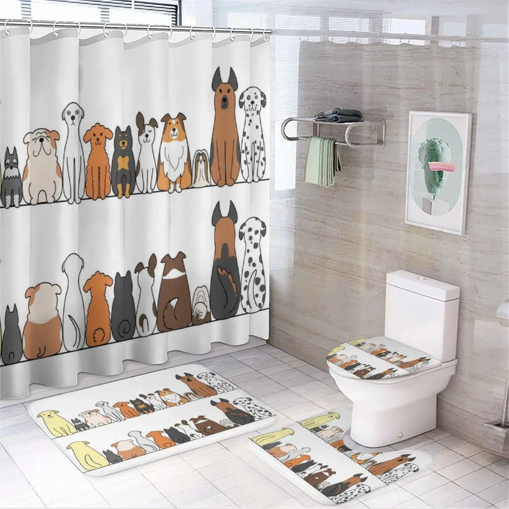 Dog Family in a Row — 4-Piece Bathroom Set preview