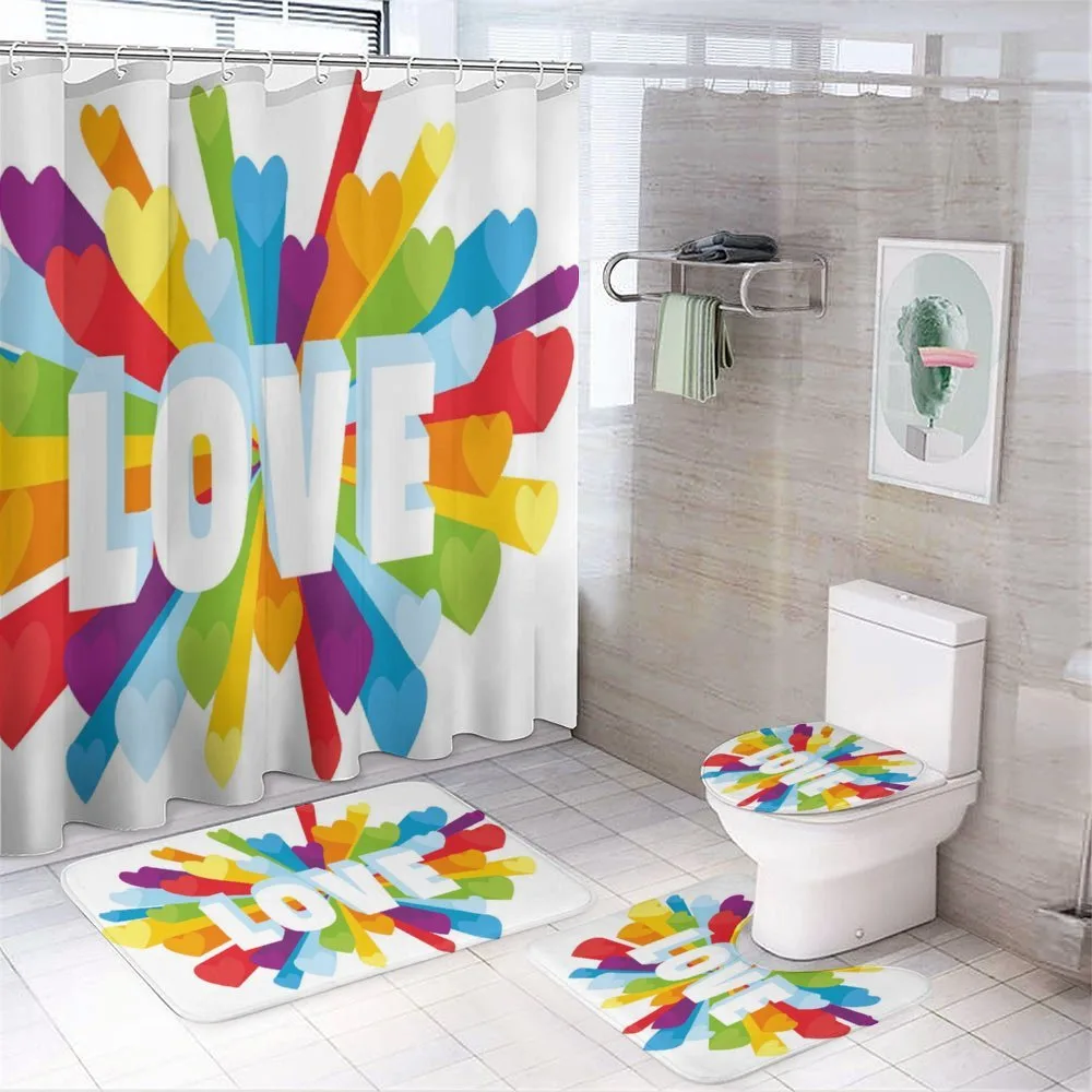 Love Burst Gay LGBT — 4-Piece Bathroom Set preview