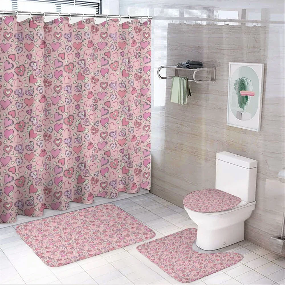 Romantic Doodle Heart — 4-Piece Bathroom Set preview