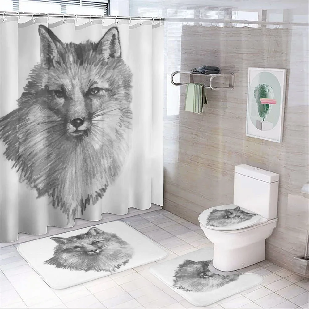 Sketchy Portrait Predator — 4-Piece Bathroom Set preview