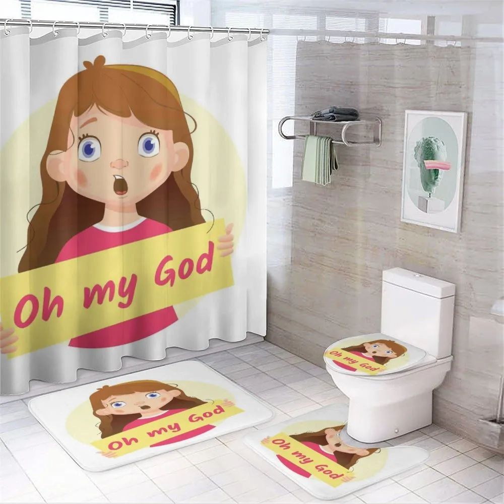Surprised Cartoon Girl — 4-Piece Bathroom Set preview