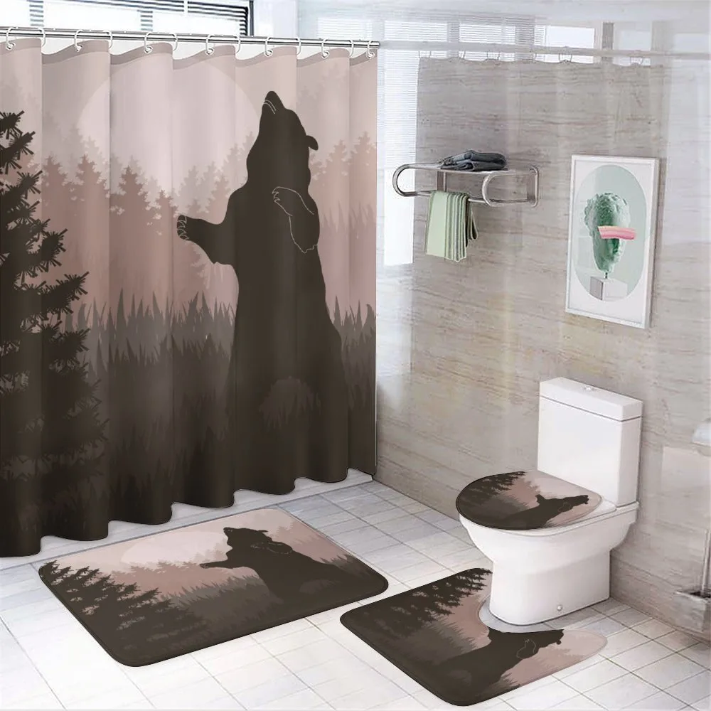 Wild Bear Night Jungle — 4-Piece Bathroom Set preview