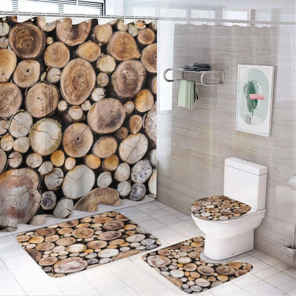 Wooden Logs Oak Tree — 4-Piece Bathroom Set preview