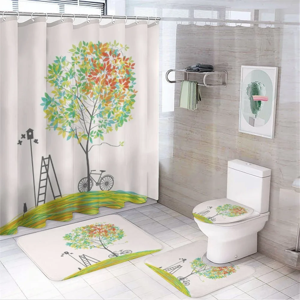 Bicycle Stairs Bird — 4-Piece Bathroom Set preview