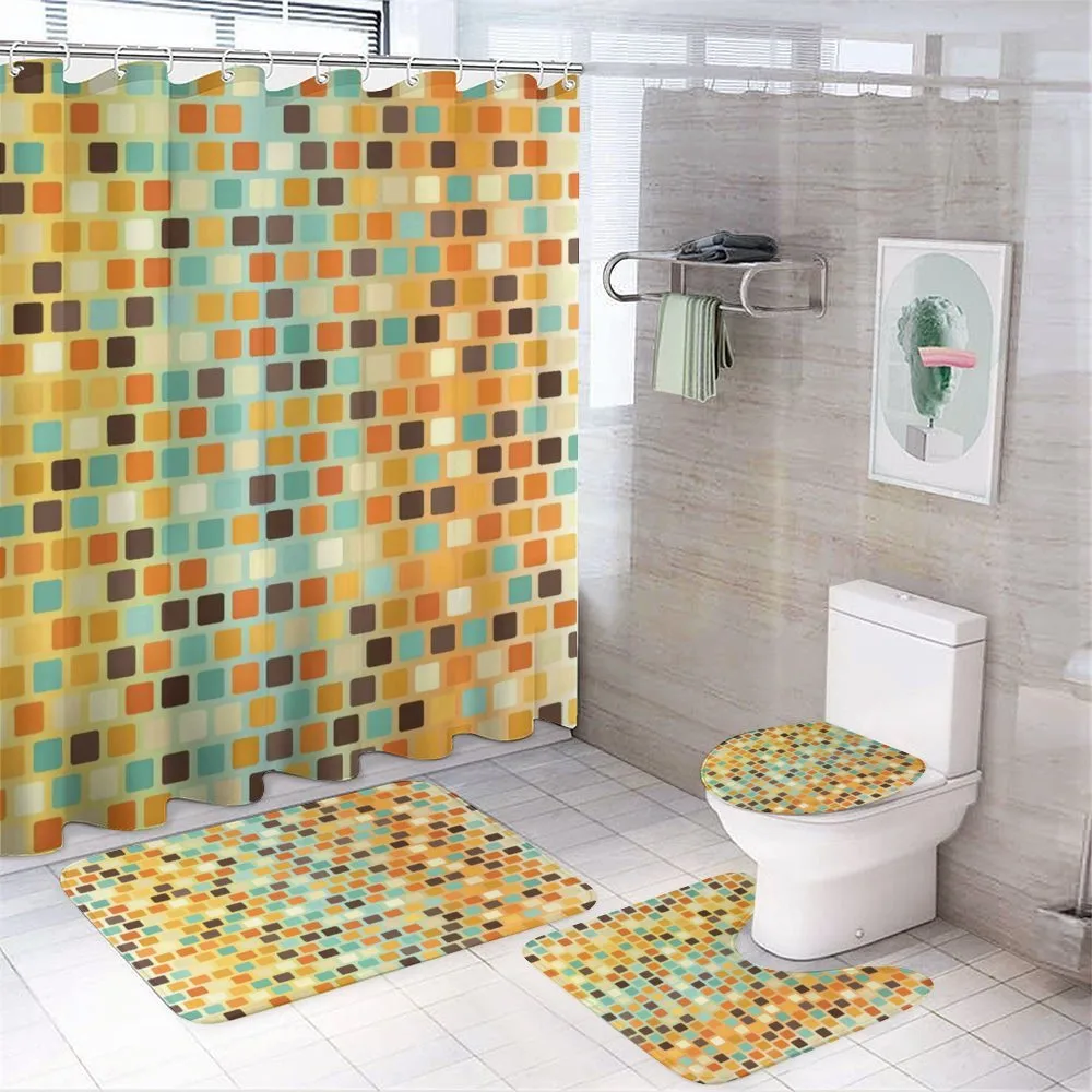 Checkered Square Wall — 4-Piece Bathroom Set preview