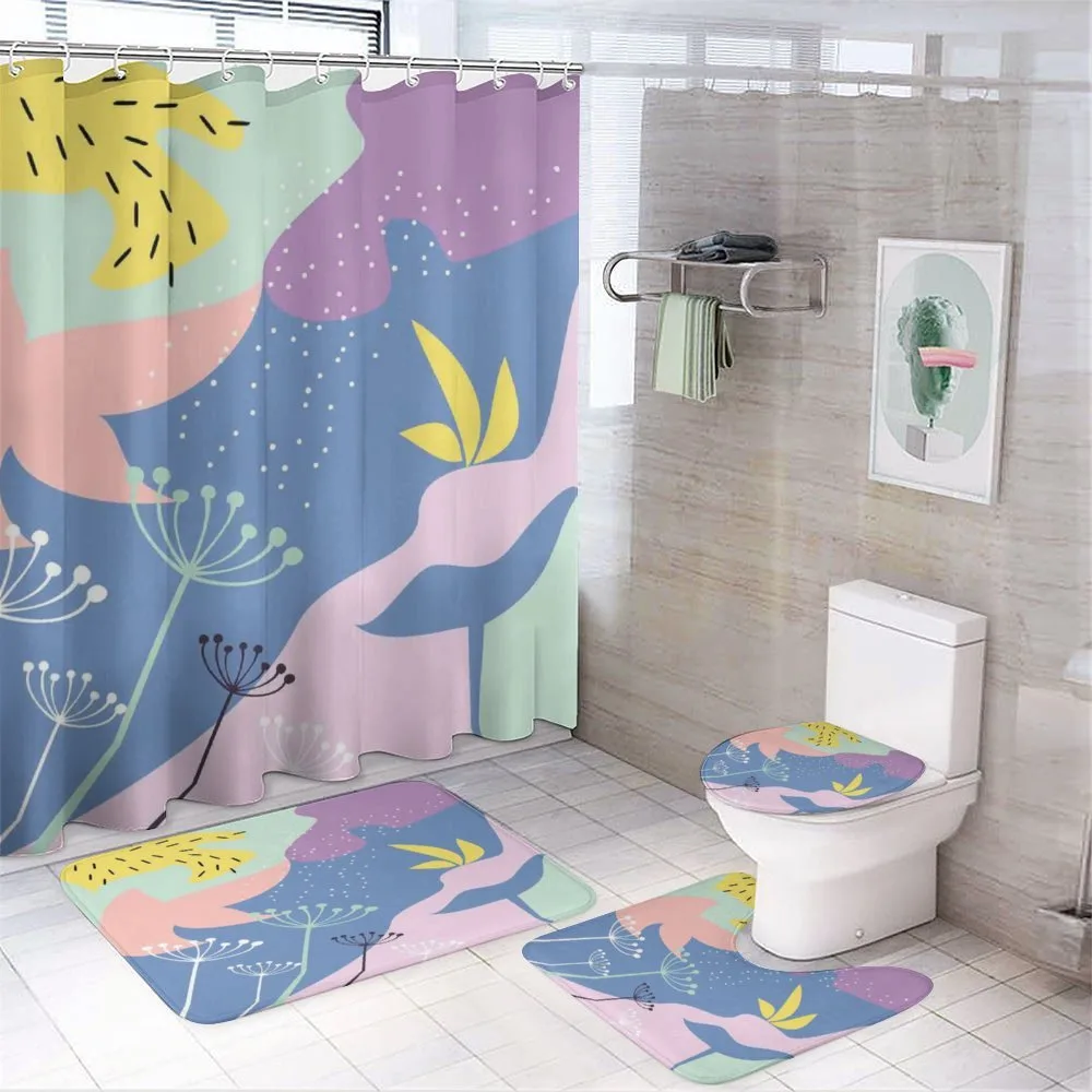 Modern Abstract Floral Art — 4-Piece Bathroom Set preview