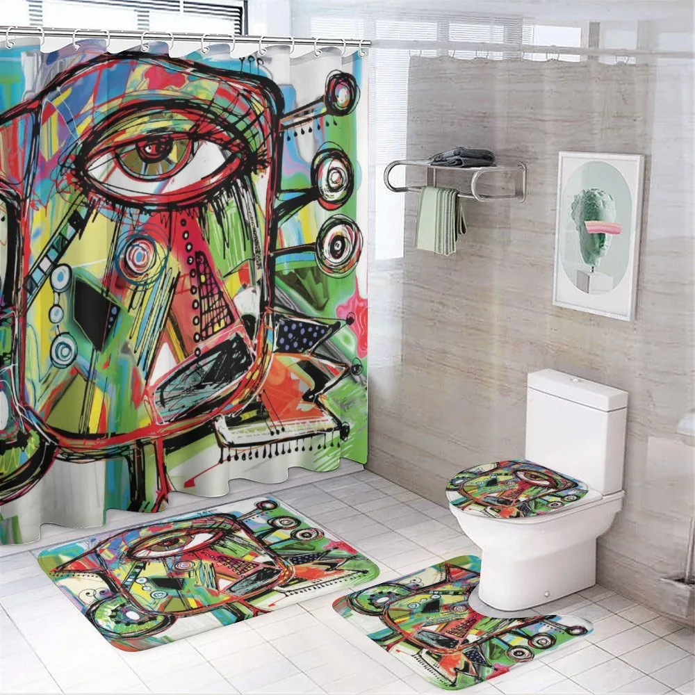 Retro Doodle Birds — 4-Piece Bathroom Set preview