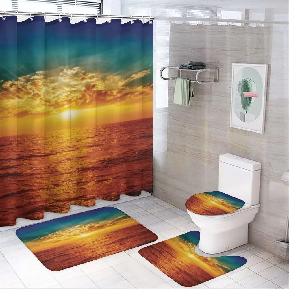 Sunset Seaside Clouds — 4-Piece Bathroom Set preview