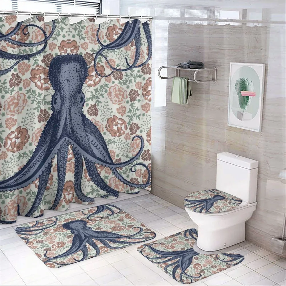 Animal on Retro Flowers — 4-Piece Bathroom Set preview