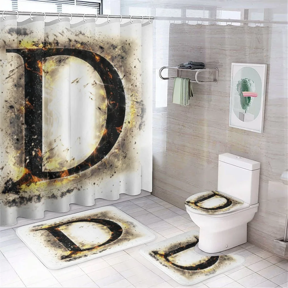 Blazing Uppercase D — 4-Piece Bathroom Set preview