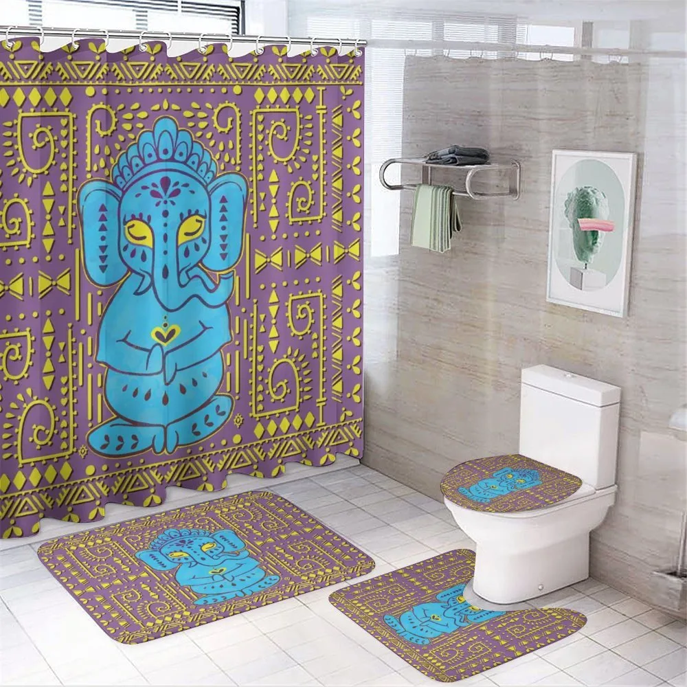 Elephant Tribal Art Retro — 4-Piece Bathroom Set preview