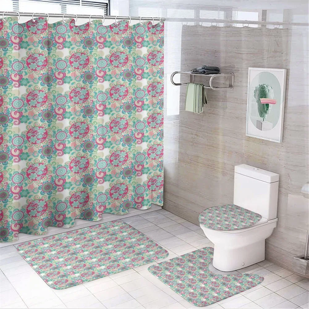 Flower Pattern — 4-Piece Bathroom Set preview