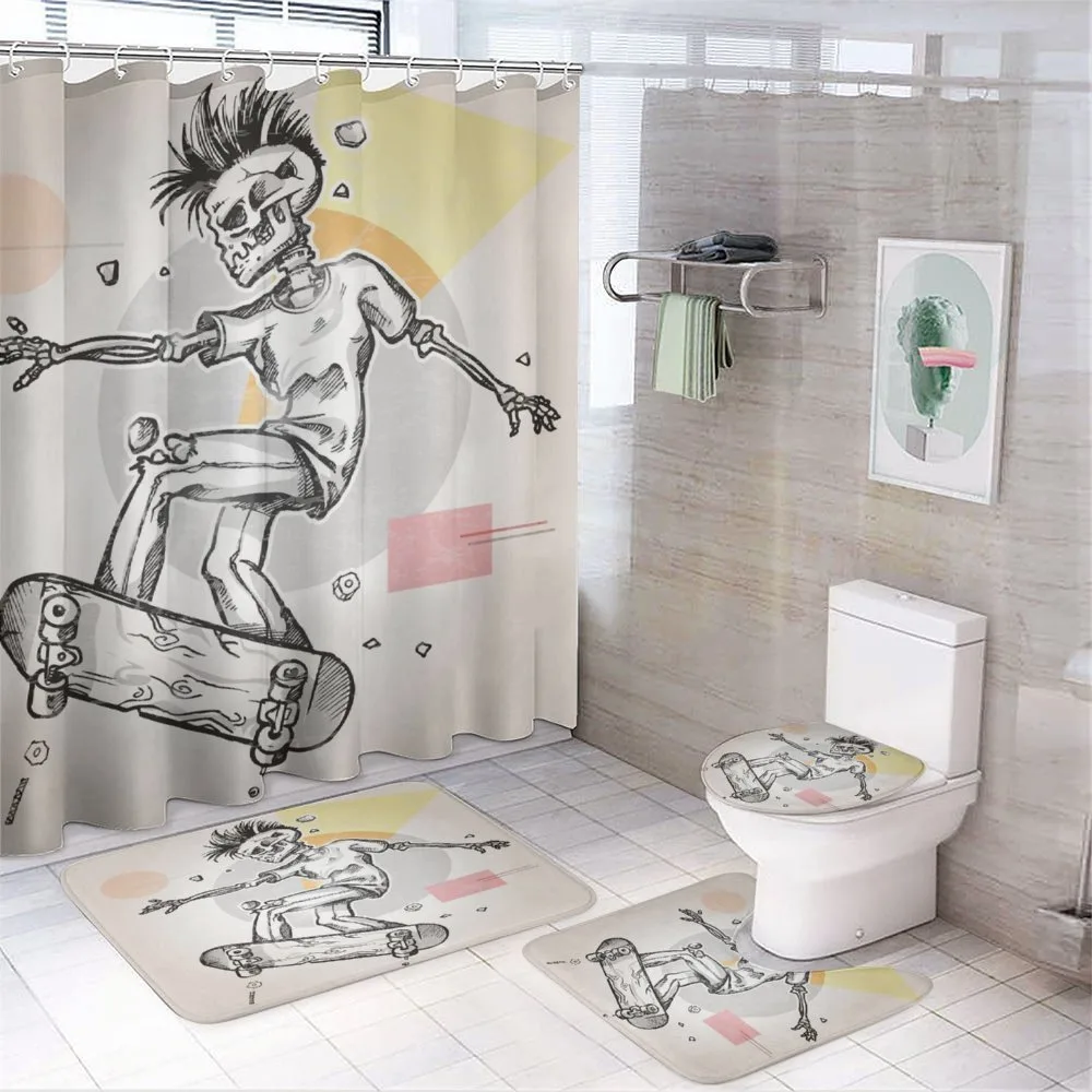 Skating Skeleton Boy — 4-Piece Bathroom Set preview