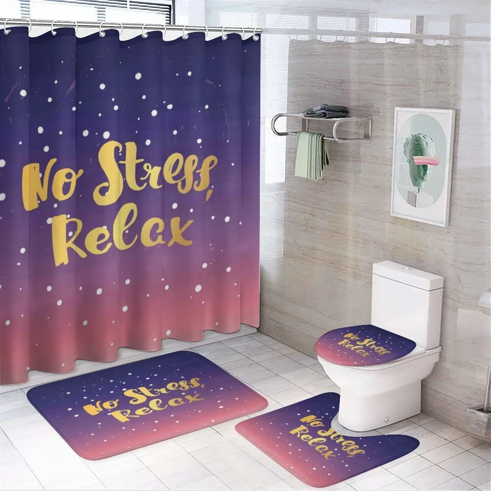 Typographic No Stress Relax — 4-Piece Bathroom Set preview