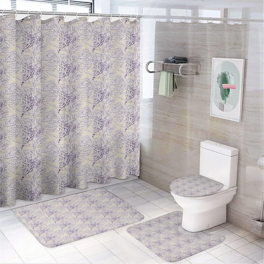 Antique Style Plants Pattern — 4-Piece Bathroom Set preview