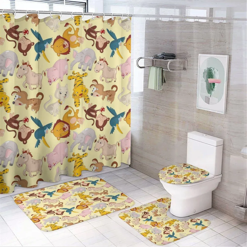 Cartoon Jungle Animals — 4-Piece Bathroom Set preview