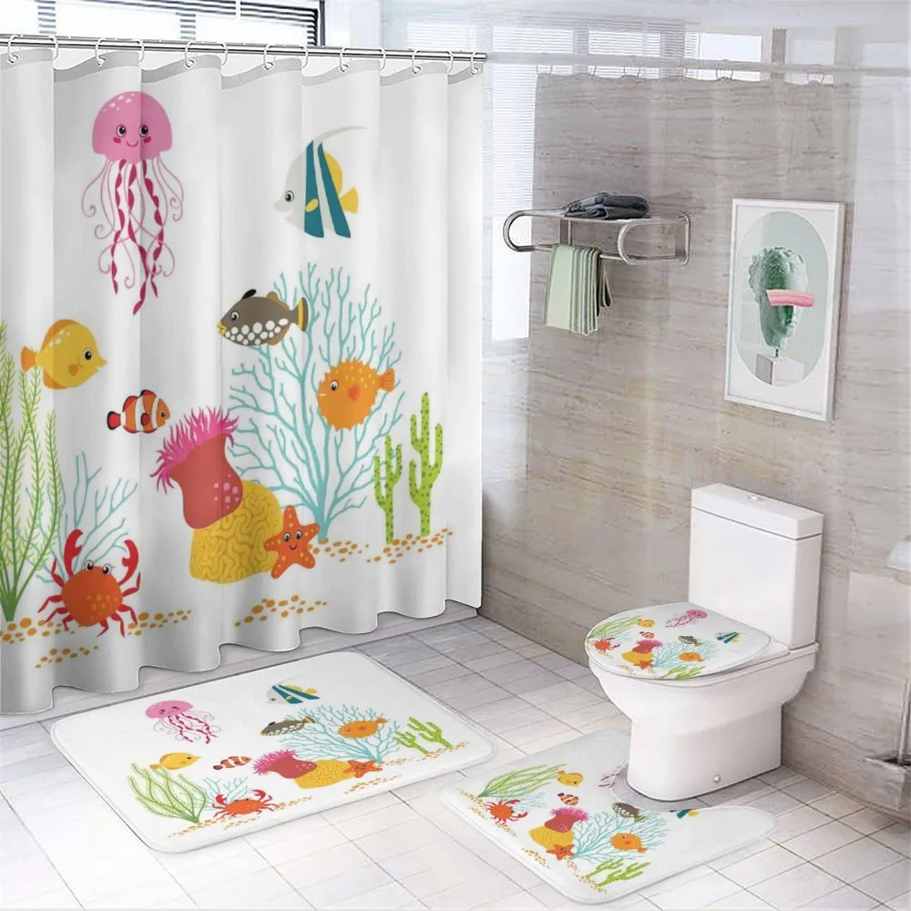 Cartoon Underwater Coral — 4-Piece Bathroom Set preview