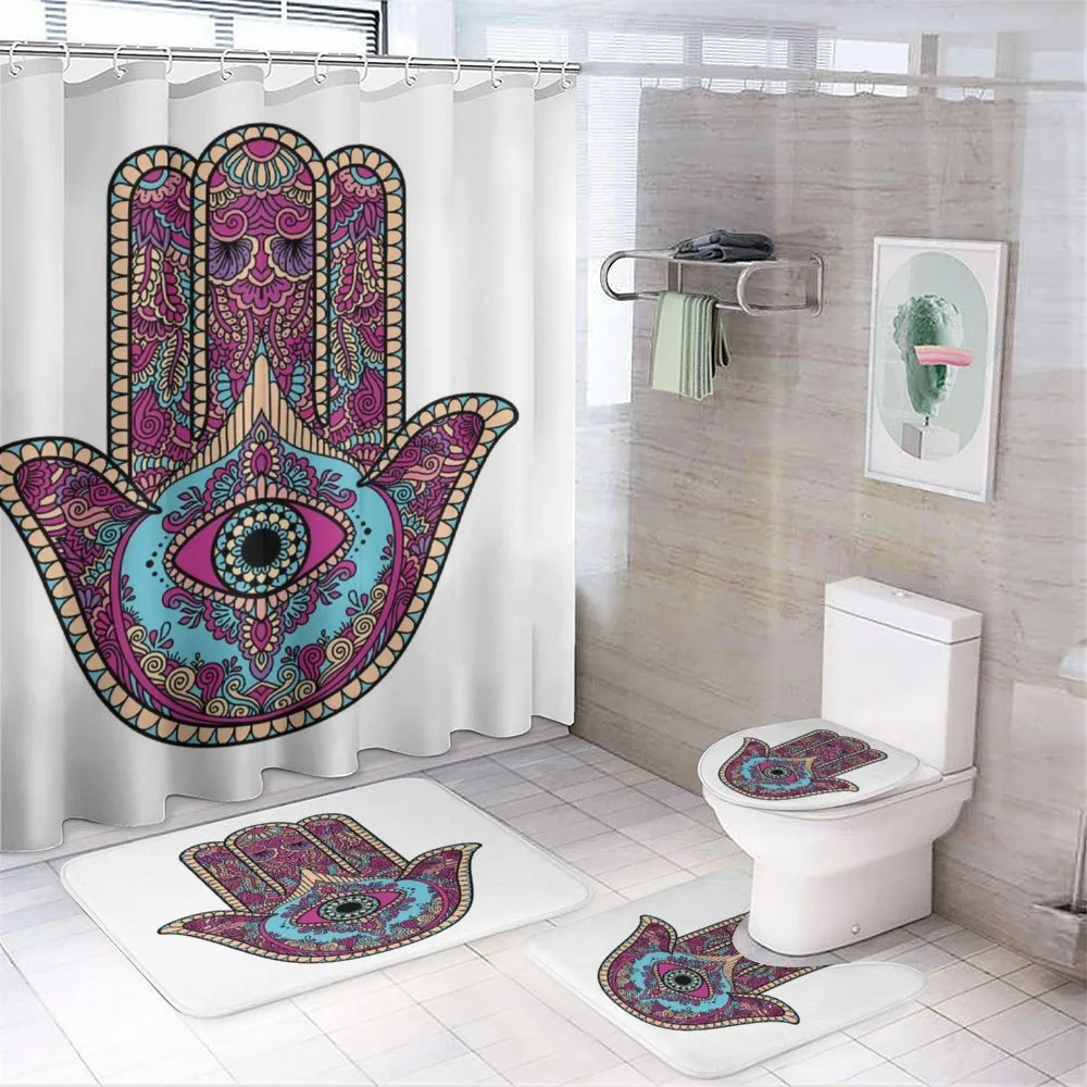 Doodle Swirls Evil Eye — 4-Piece Bathroom Set preview