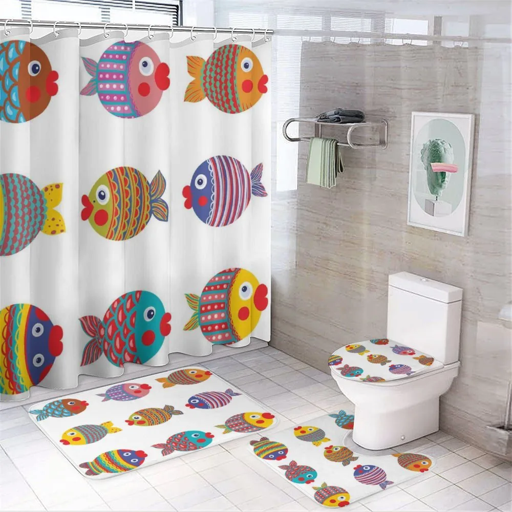 Folkloric Fish Family — 4-Piece Bathroom Set preview