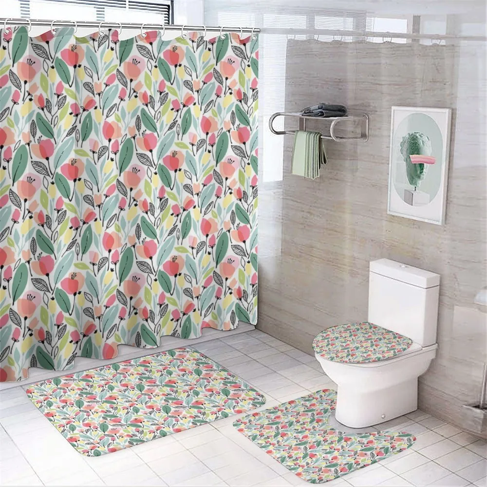 Hand Drawn Style Poppies — 4-Piece Bathroom Set preview