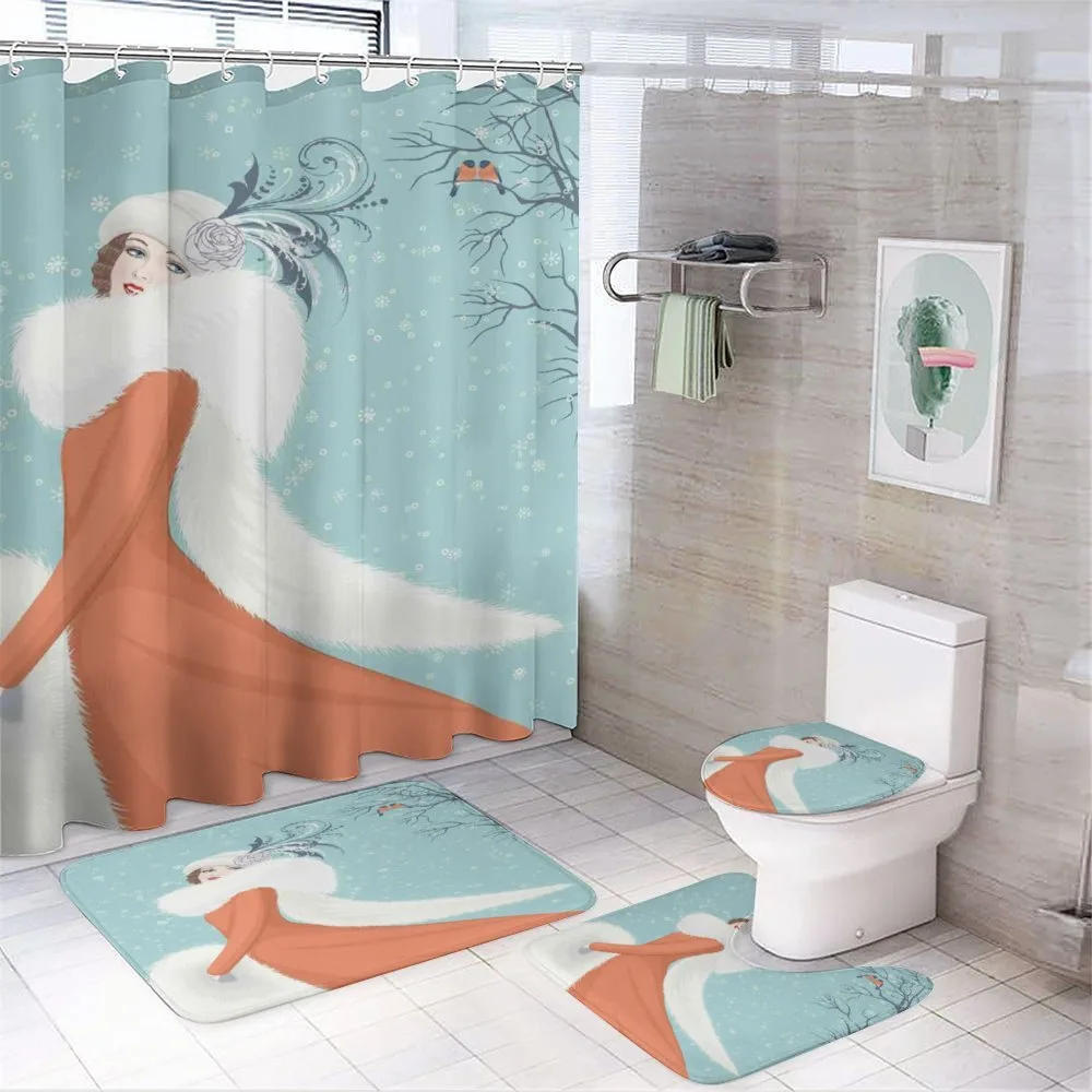 Lady in Red Coat — 4-Piece Bathroom Set preview